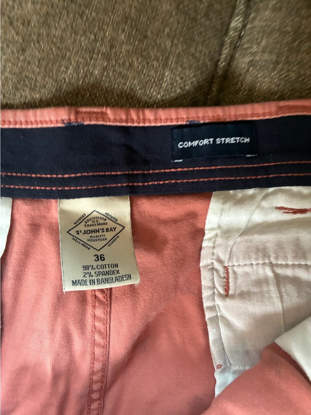 St. John's Bay Men's Comfort Stretch Lobster Print Coral Pants - 36 - Picture 1 of 4